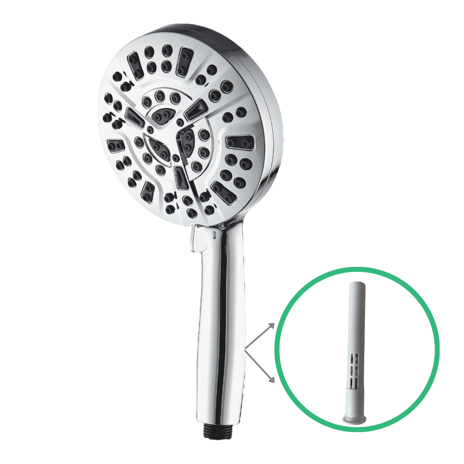 EcoLux 10 mode High Pressure Shower head with Wall Adapter Kit StoneStream