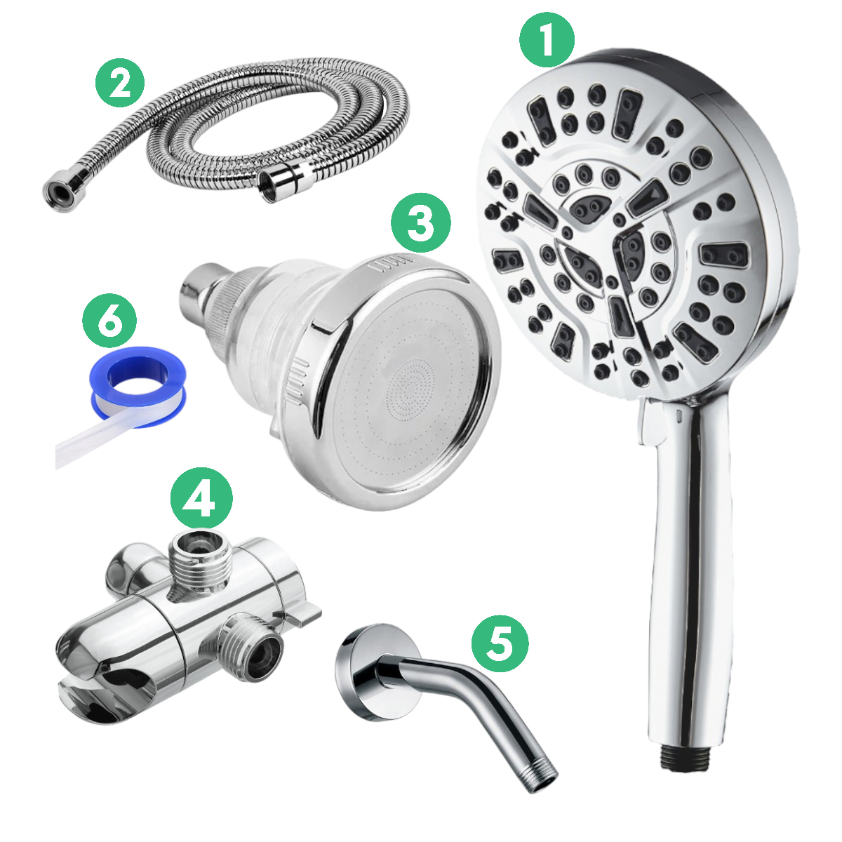 EcoLux 10 Mode High Pressure Filtered Shower Head