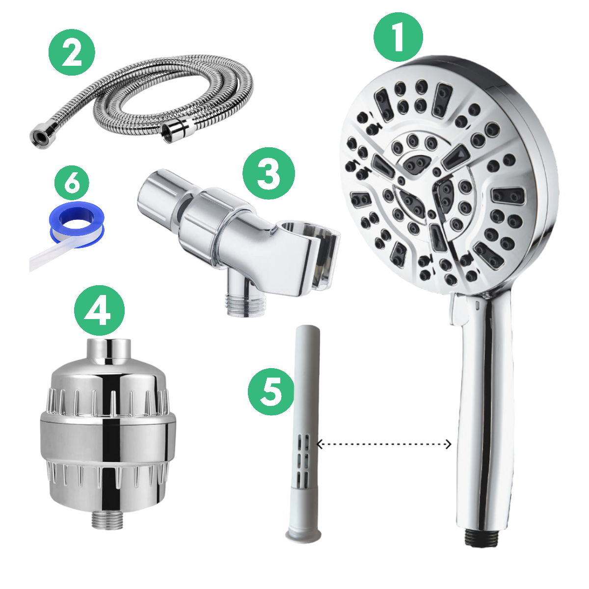 EcoLux 10 Mode High Pressure Filtered Shower Head