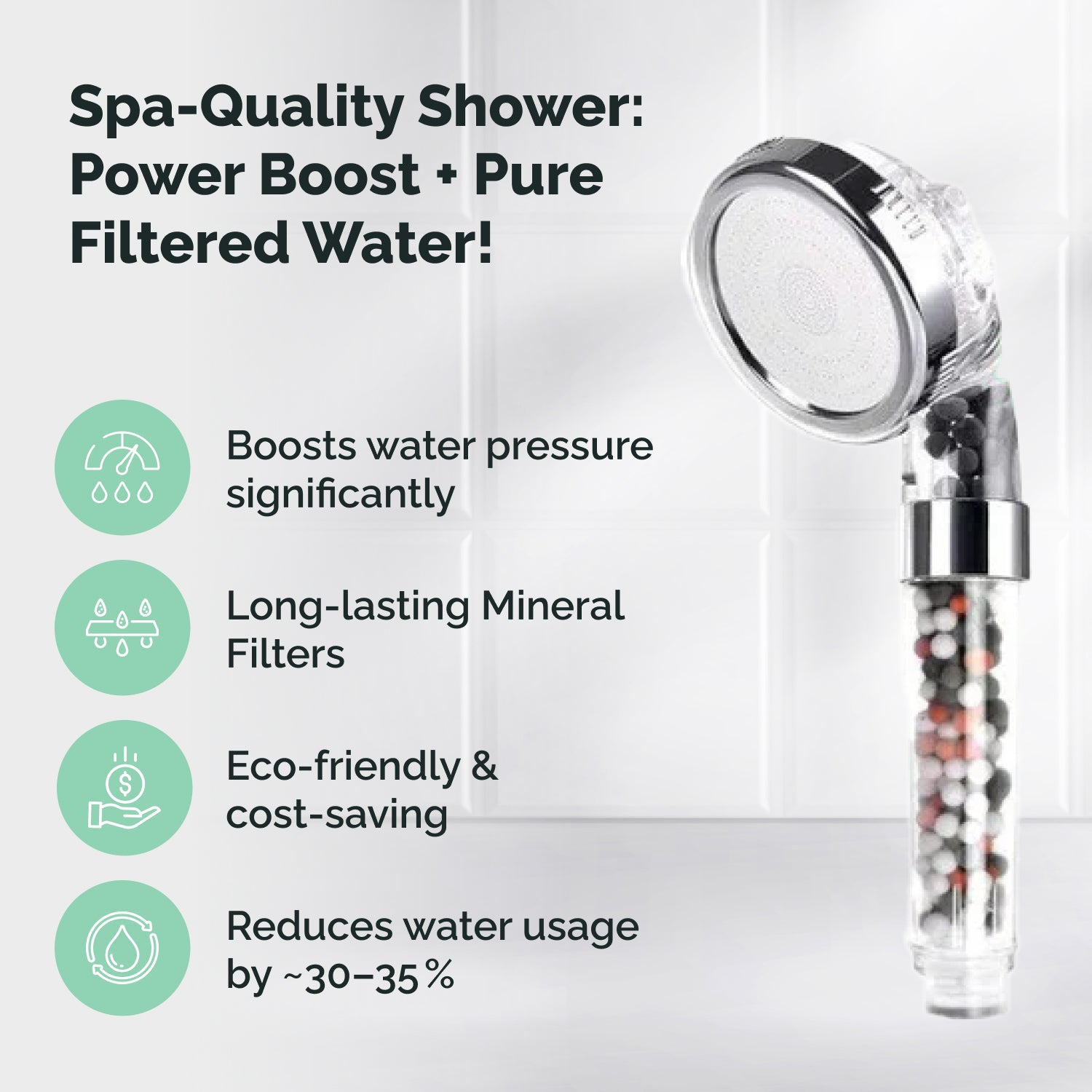 Filtered Ionic Ecopower Shower head
