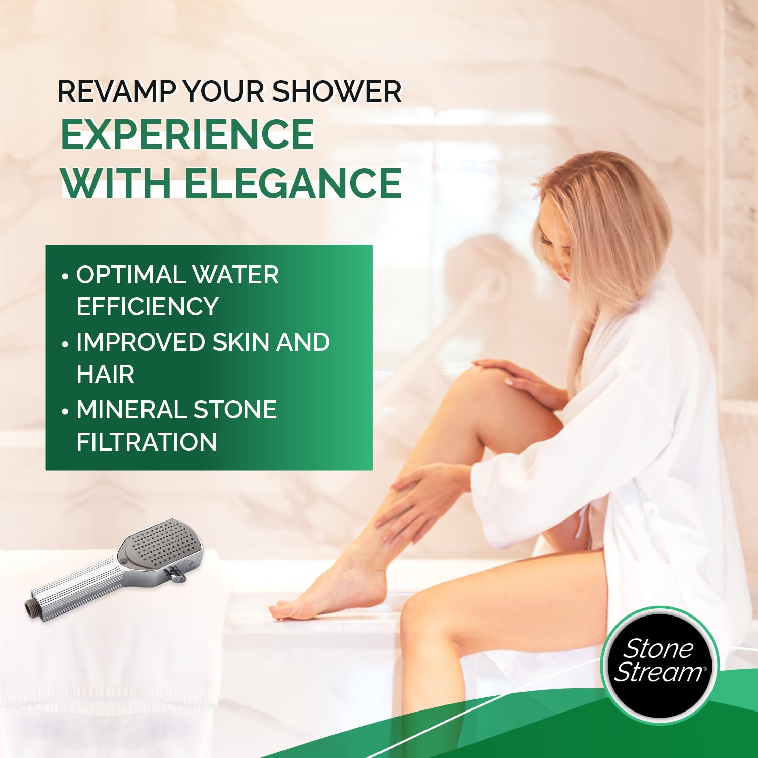 Eco-friendly handheld shower head with water-saving features