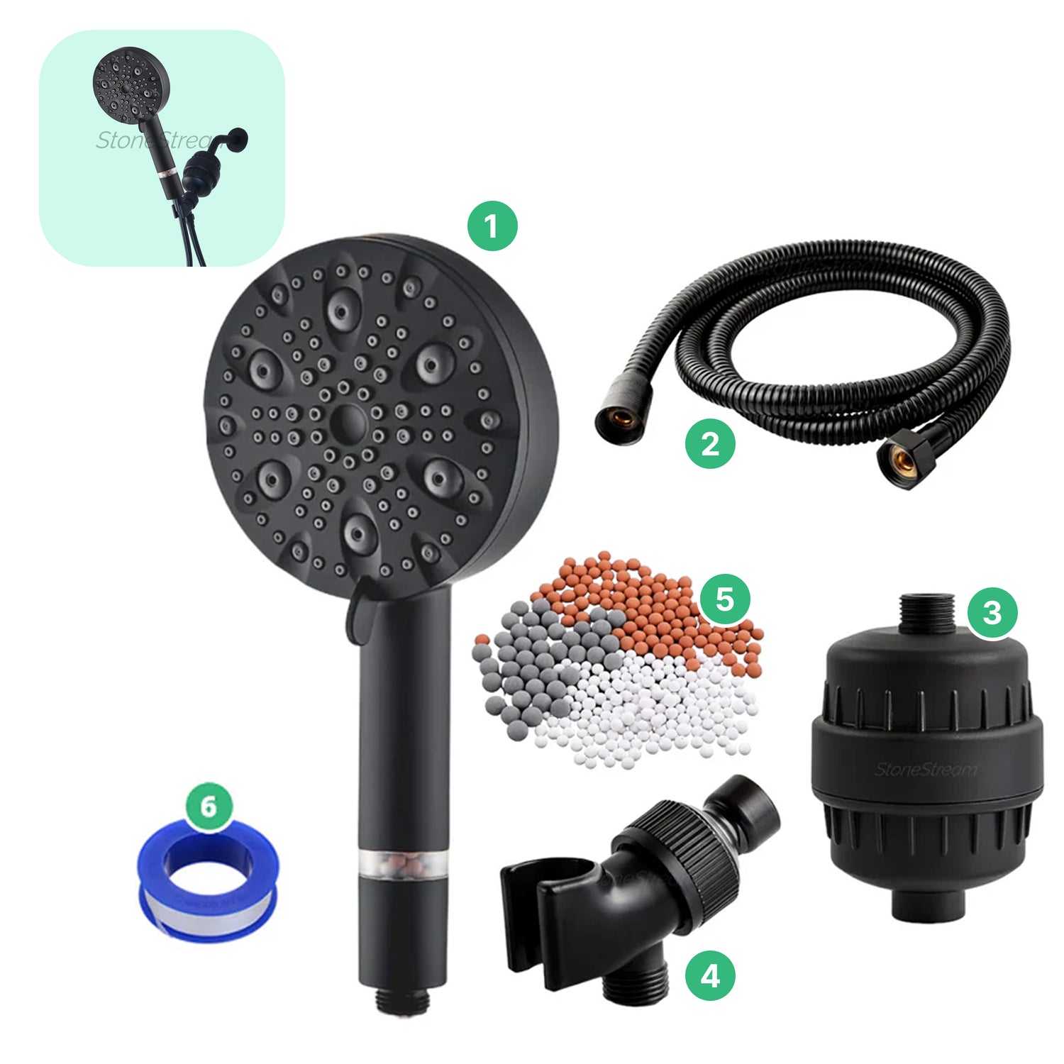 Ecolux 9 Mode High Pressure Shower Head (Filtered)
