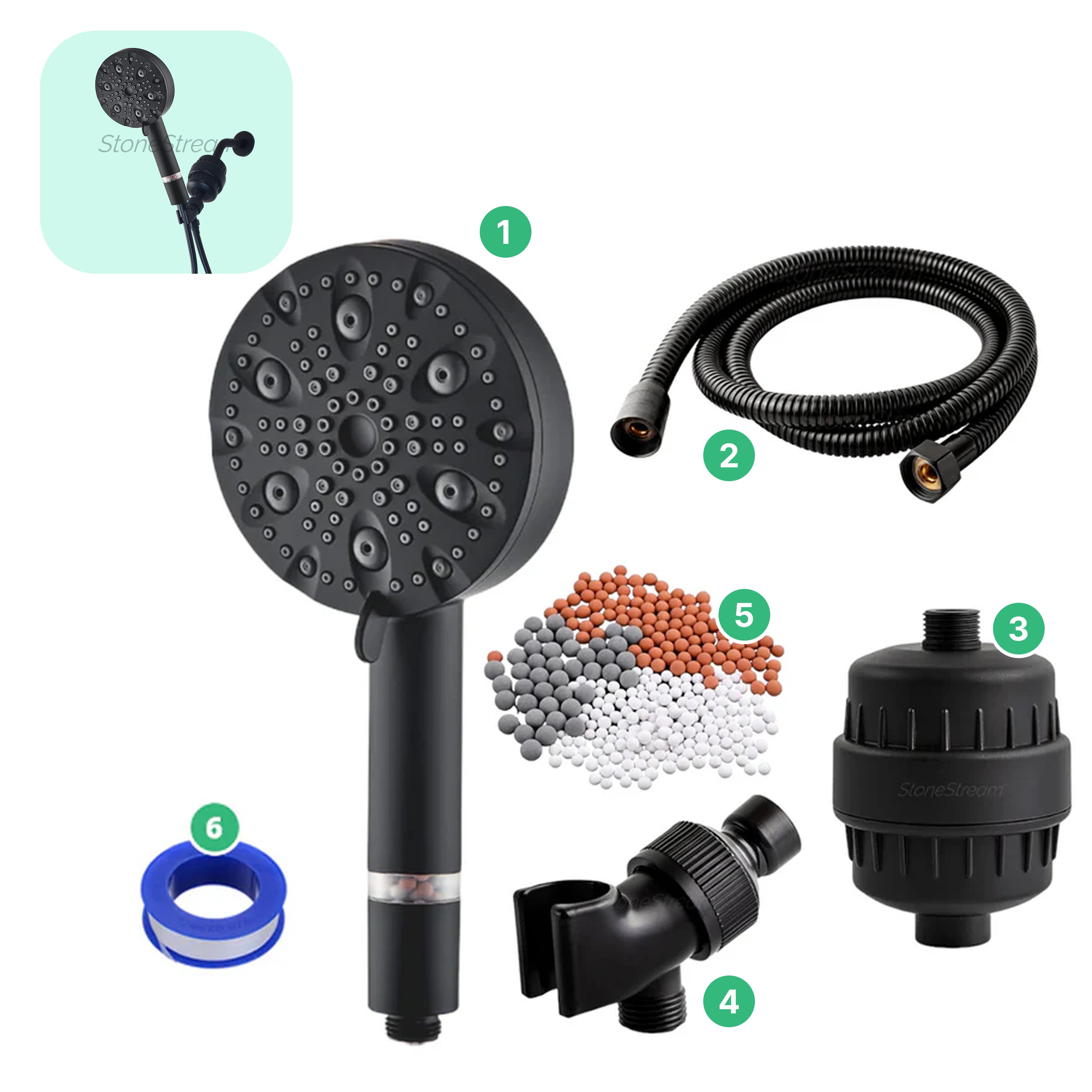Ecolux 9 Mode High Pressure Shower Head (Filtered)