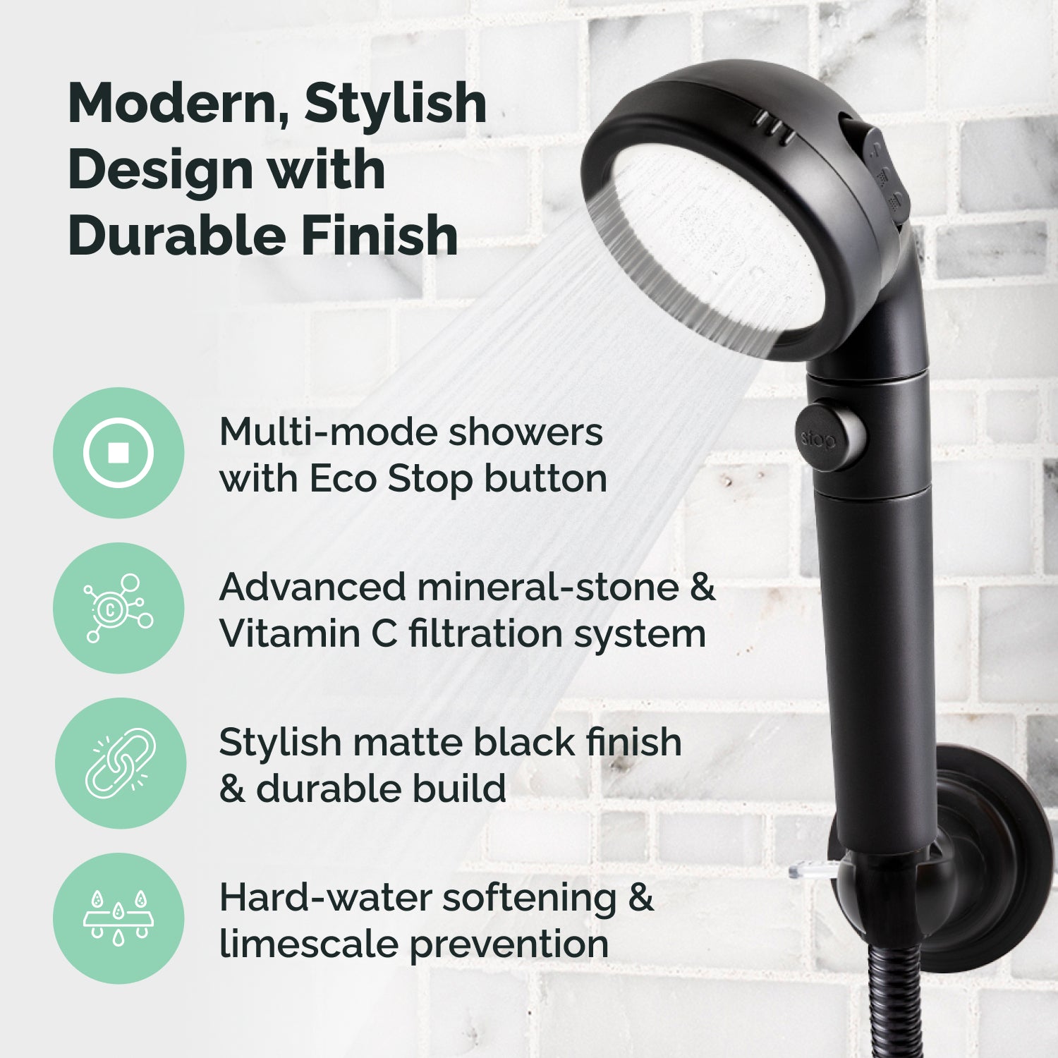 Hard Water Filtration Kit Black Ionic stones