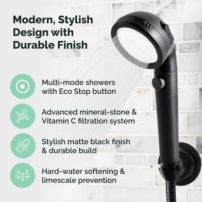Hard Water Filtration Kit Black Ionic stones